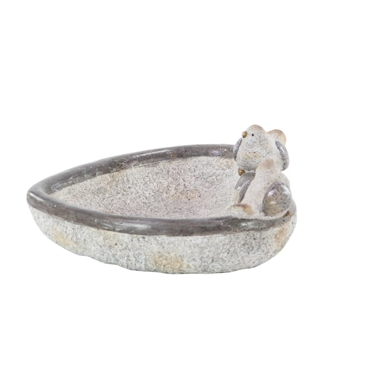 15" Gray Polystone Country Birds Garden Sculpture